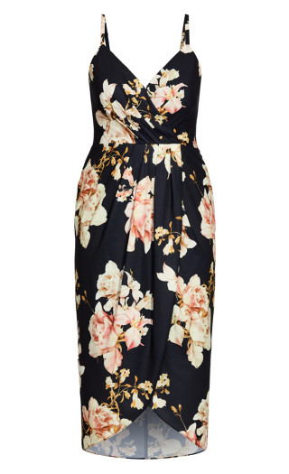 Floral Flourish Dress - black