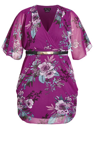 Wrap Floral Dress - magenta