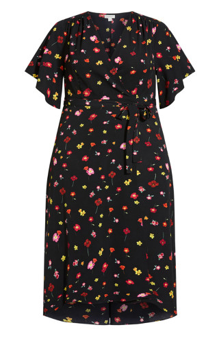 Vivian Wrap Maxi Dress - black floral