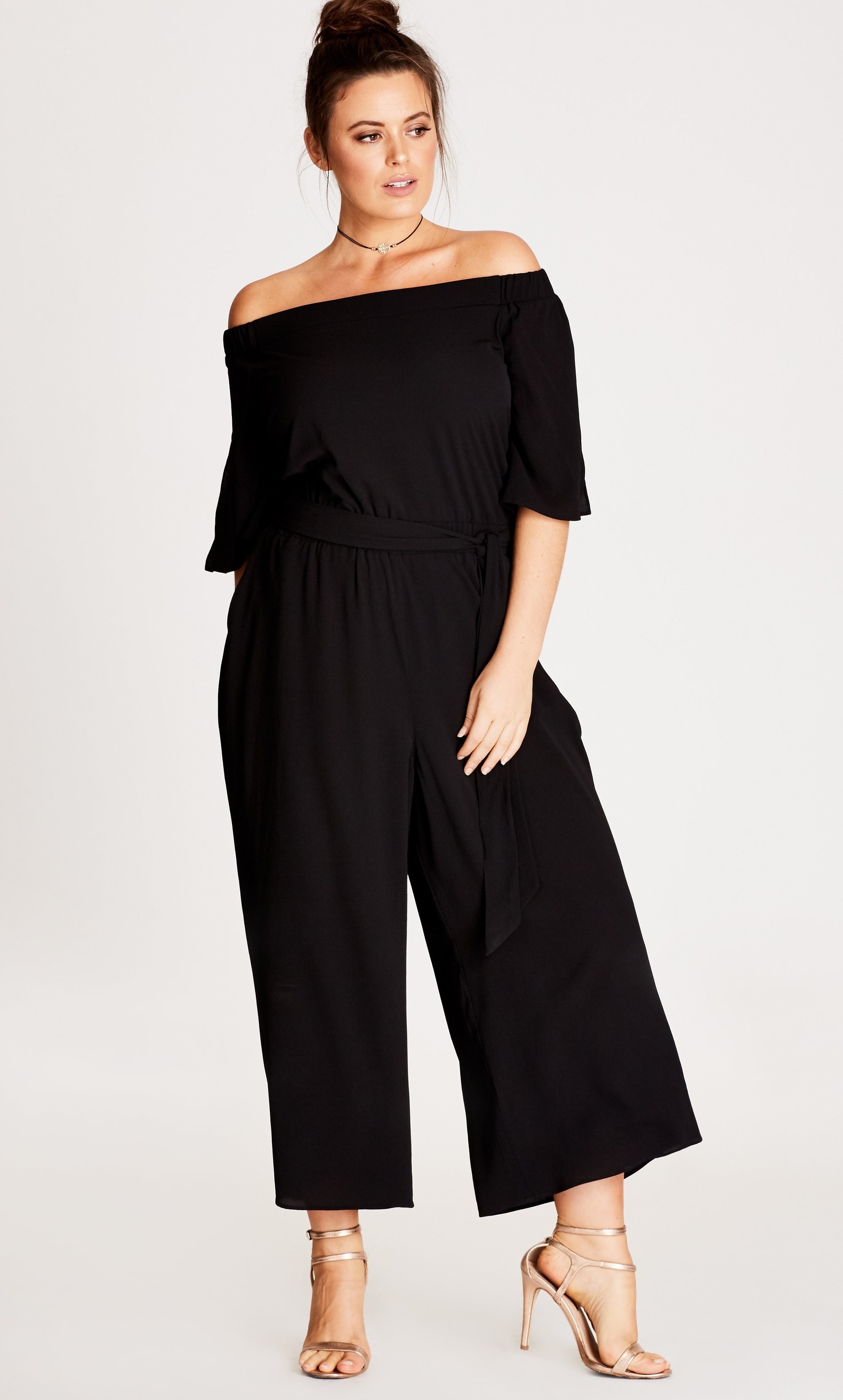 city chic off shoulder jumpsuit