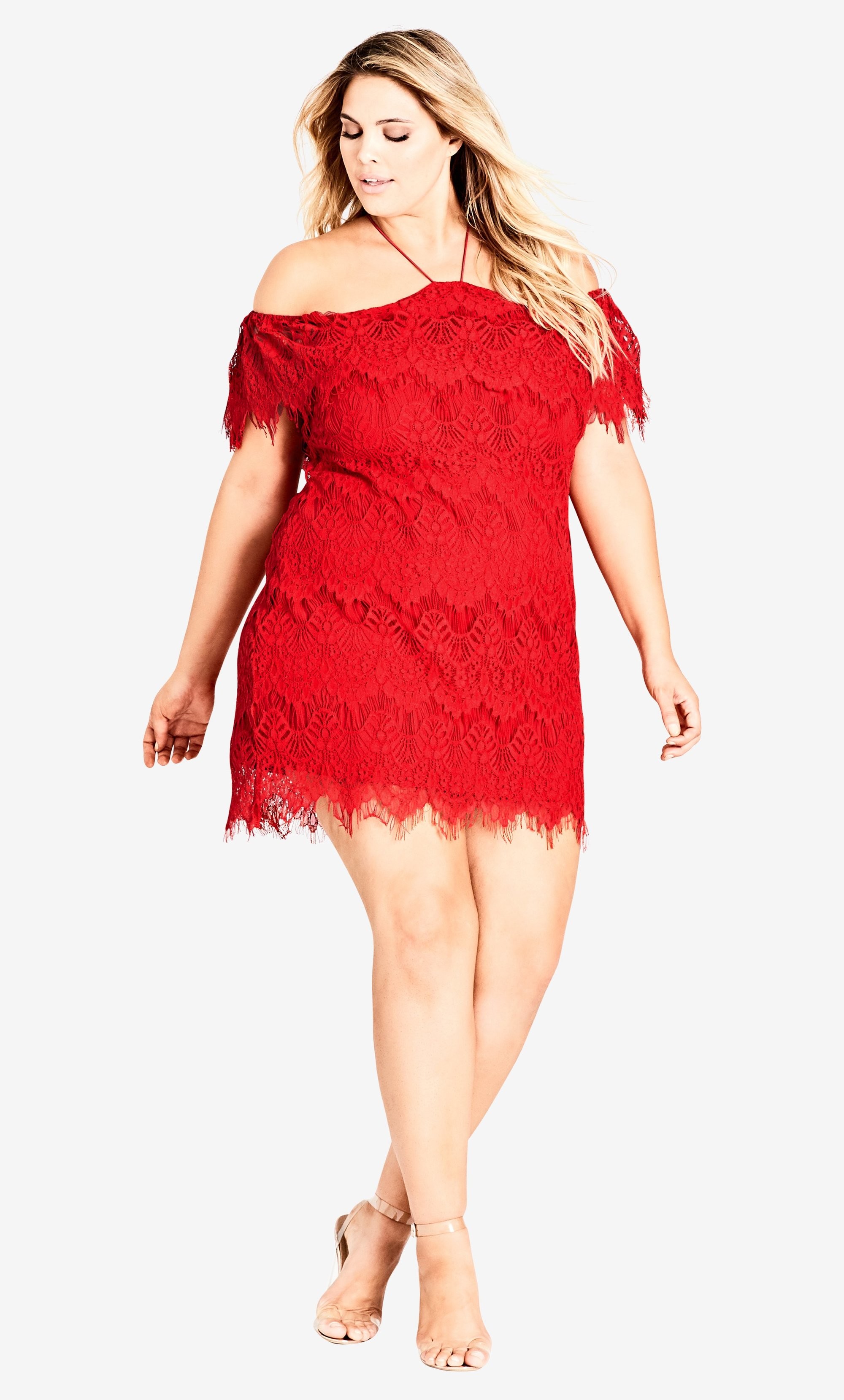 city chic red lace dress