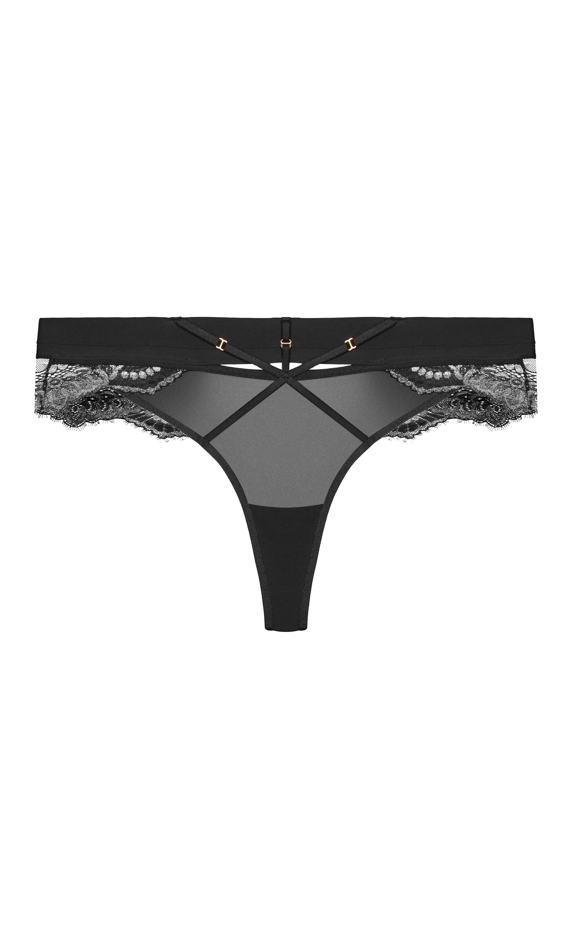 Women's Plus Size Alexis Black Lace Thong