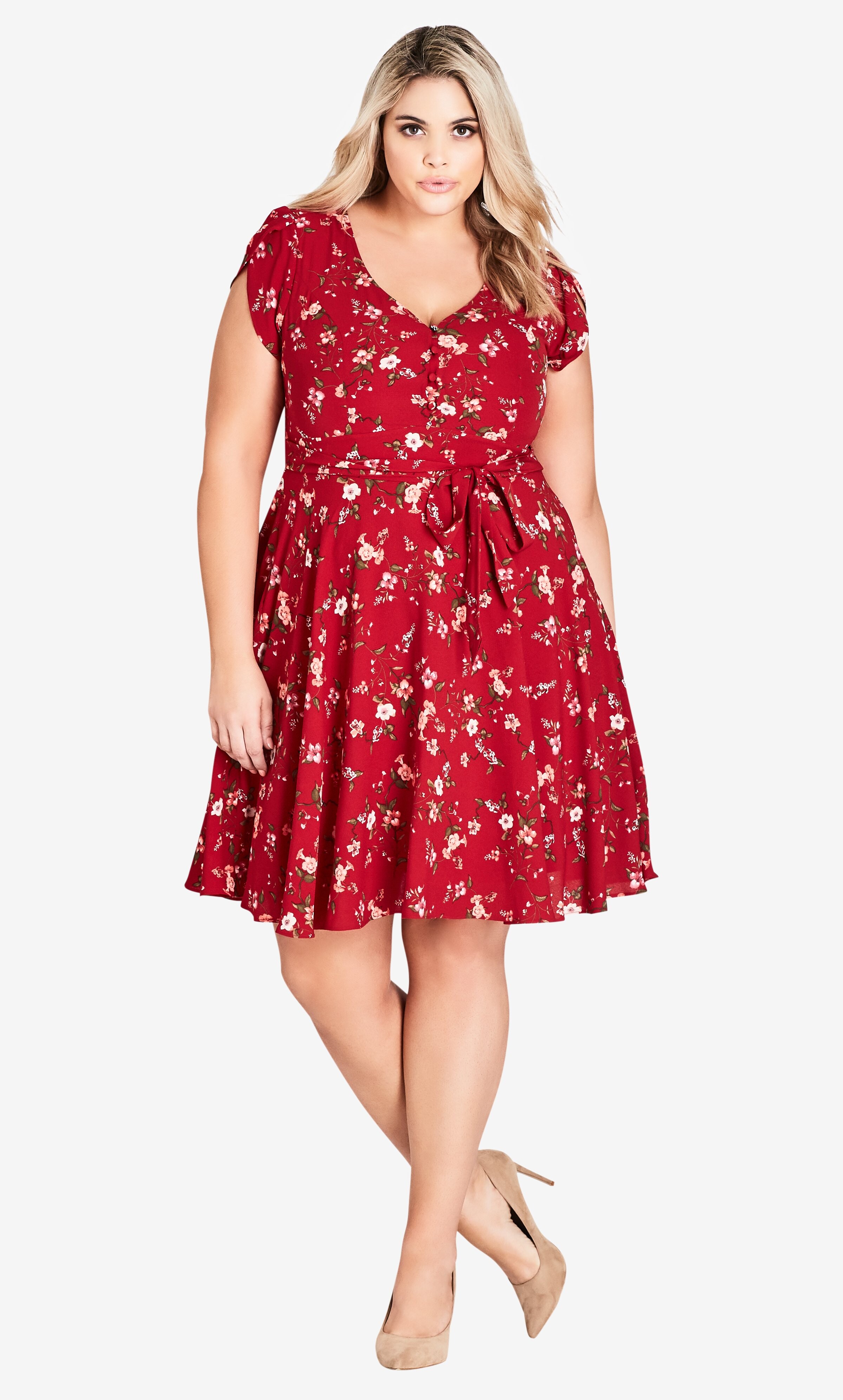 plus size red floral dress